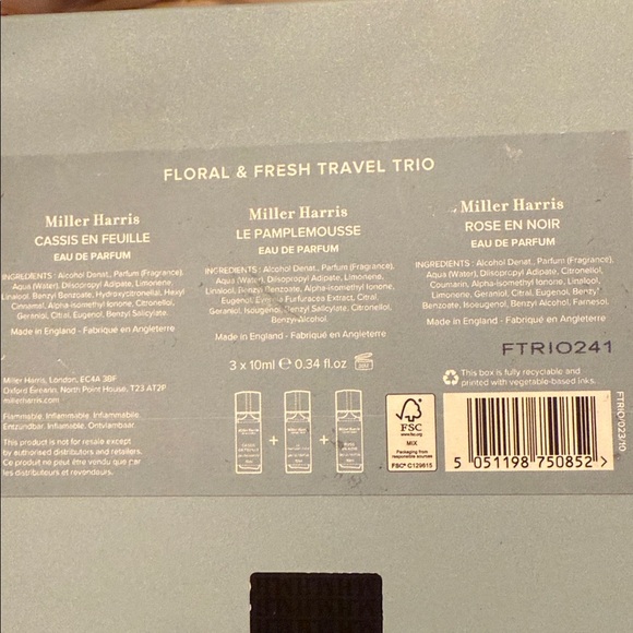 NEW Miller Harris Floral Fresh Travel Trio of Different 10ml Edp's - Picture 5 of 5